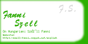 fanni szell business card